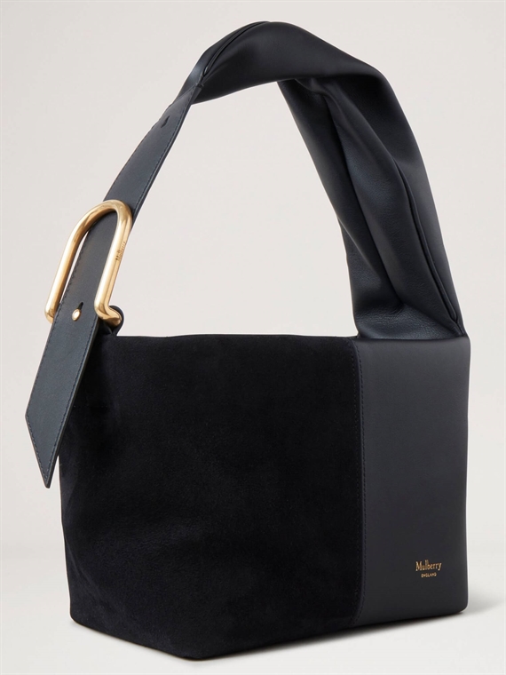 Mulberry Small Retwist Hobo Black Matte Smooth & Goat Suede